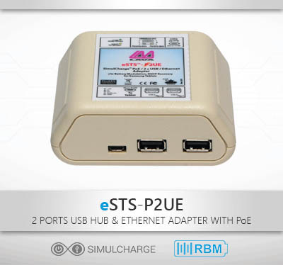 SimulCharge 2 x USB Ethernet Adapter with PoE