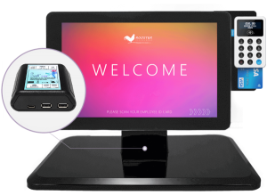 Image of tablet kiosk with peripherals